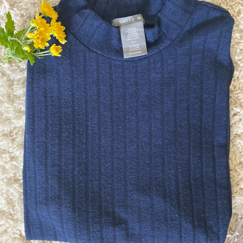 Matty M Women’s Navy Blue Mock Turtleneck L